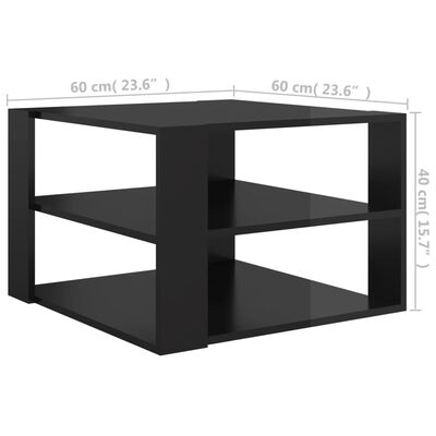 vidaXL Salontafel 60x60x40 cm spaanplaat hoogglans zwart