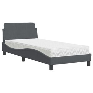 vidaXL Bed met matras "Dover" fluweel donkergrijs 80x200 cm