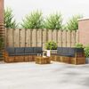 vidaXL Sofa-Sets 9 pcs Natuurlijk en Antraciet Massief Acaciahout
