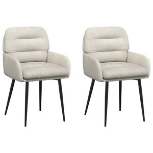 vidaXL Eettafelstoelen 2 st fluweel Cr&egrave;mekleurig 59 x 59,5 x 90 cm