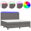 vidaXL Boxspring met matras en LED kunstleer grijs 200x200 cm