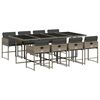 vidaXL 9-delige Tuinset met kussens poly rattan grijs