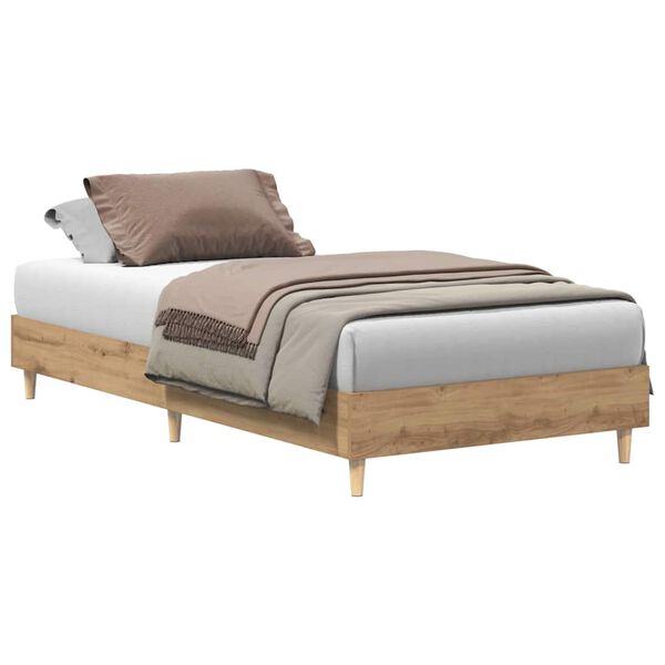 vidaXL Bedframe zonder matras 90x200 cm spaanplaat artisanaal eiken