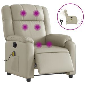 vidaXL Massagestoel verstelbaar elektrisch kunstleer cr&egrave;mekleurig