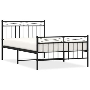 vidaXL Bedframe met hoofd- en voeteneinde metaal zwart 107x203 cm