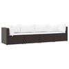 vidaXL 4-delige Loungeset met kussens poly rattan bruin
