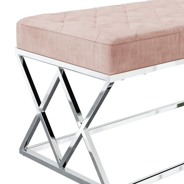 vidaXL Bankje fluweel en roestvrij staal roze