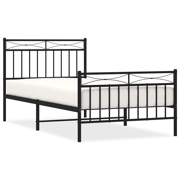 vidaXL Bedframe met hoofd- en voeteneinde metaal zwart 100x190 cm