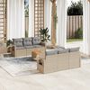 vidaXL 7-delige Loungeset met kussens poly rattan beige
