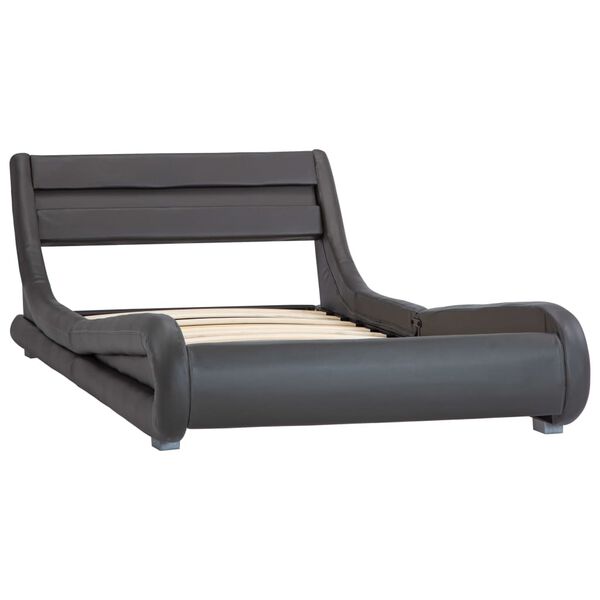 vidaXL Bedframe met LED kunstleer grijs 100x200 cm