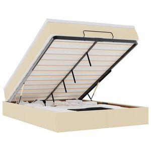 vidaXL Ottoman bed met matras 140x200cm stof crèmekleurig