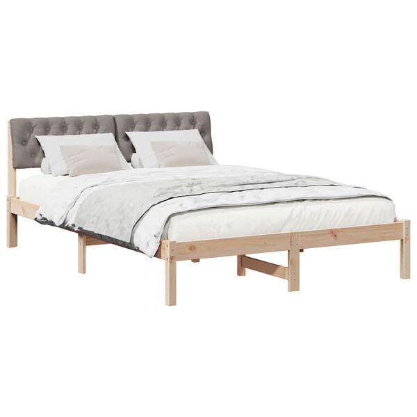 vidaXL Bedframe Bruin en taupe 160 x 200 cm Massief grenenhout