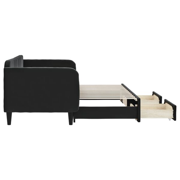 vidaXL Slaapbank met onderschuifbed en lades 80x200 cm fluweel zwart