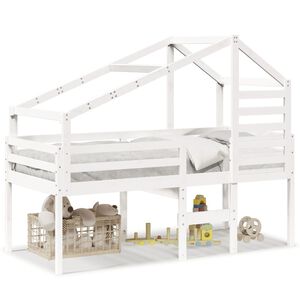 vidaXL Hoogslaper met dak massief grenenhout wit 80x200 cm
