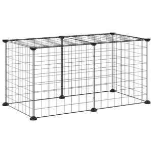vidaXL Huisdierenkooi met 8 panelen 70x35x35 cm staal zwart