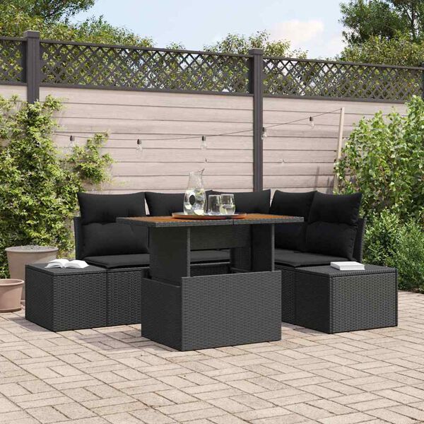vidaXL Tuin Sofa Set met kussen met kussen 5 pcs Zwart en Bruin