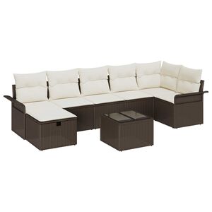 vidaXL Tuin Sofa Set met kussen 8 pcs Bruin en Cr&egrave;me poly rattan