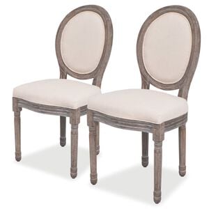 vidaXL Eetkamerstoelen 2 st stof cr&egrave;mekleurig
