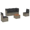 vidaXL 6-delige Loungeset met kussens poly rattan grijs
