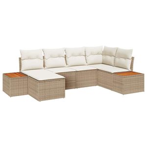 vidaXL Tuinbankenset 7 st 6-Aantal zitplaatsen Beige en Cr&egrave;me