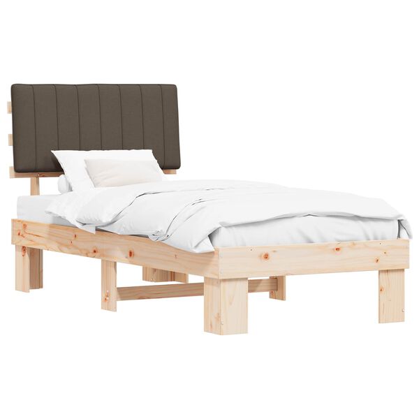 vidaXL Bedframe met Gevoerd Hoofdgedeelte Taupe 90 x 200 cm