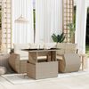 vidaXL 5-delige Loungeset met kussens poly rattan beige