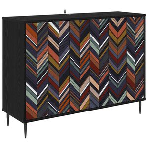 vidaXL Dressoir OMMEN Zwart eiken 102 x 33 x 76 cm Bewerkt hout