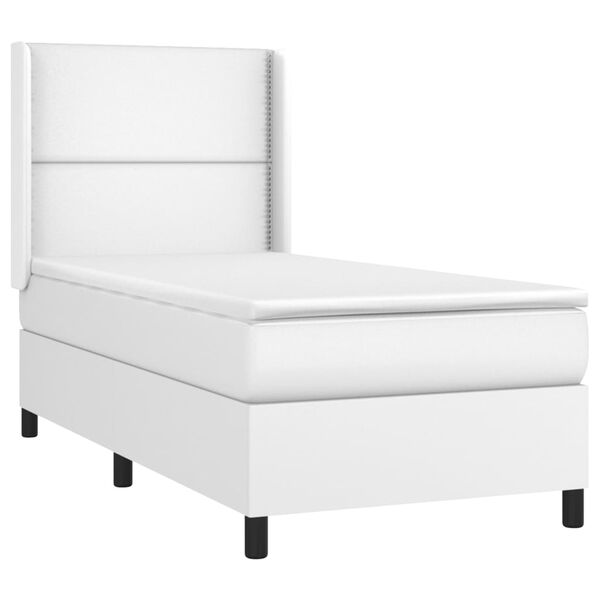 vidaXL Boxspring met matras en LED kunstleer wit 100x200 cm