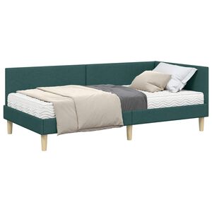 vidaXL Hoekbedframe met Matras Anders met hoofdeinde 2 pcs Groen Stof