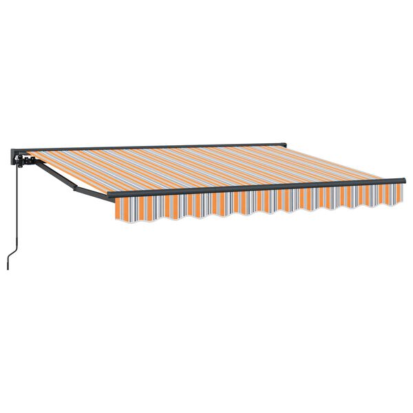 vidaXL Handmatig uitschuifbare luifel Oranje, Grijs en Blauw 3,5 x 2 m