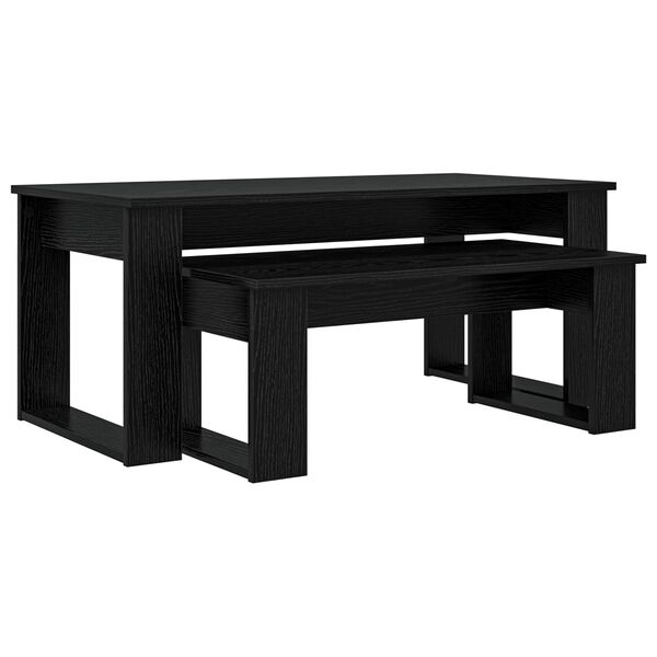 vidaXL Koffietafel Set 2 pcs Zwart Eiken Bewerkt hout