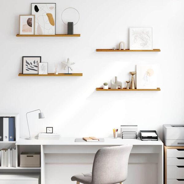 vidaXL Wandplank met plank 4 pcs Beige 80 x 9 x 3 cm Bewerkt hout