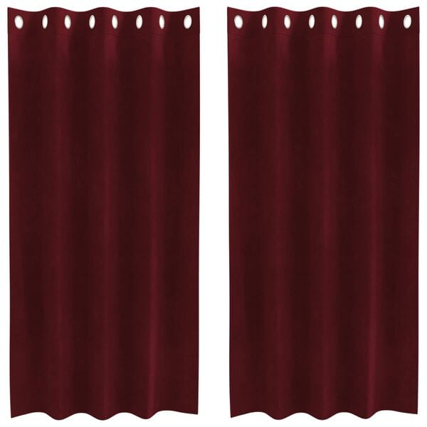 vidaXL Verduisterende gordijnen 2 pcs Wijnrood 140 x 175 cm Fluweel