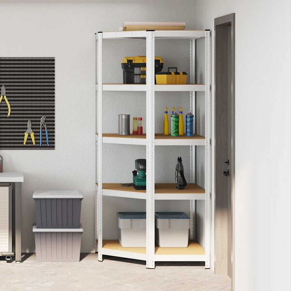 vidaXL Hoekplank met plank Zilver 90 x 90 x 198 cm Bewerkt hout