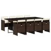 vidaXL 9-delige Tuinset met kussens poly rattan bruin