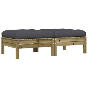 vidaXL Tuinvoetenbanken met kussens 2 st ge&iuml;mpregneerd grenenhout
