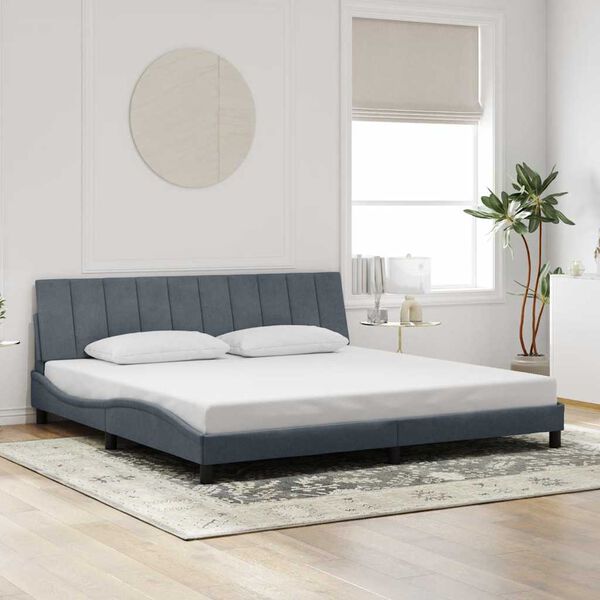 vidaXL Bedframe zonder matras "Hanko" 200x200 cm fluweel donkergrijs