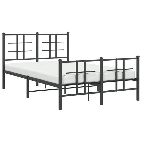 vidaXL Bedframe met hoofd- en voeteneinde metaal zwart 120x200 cm