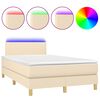 vidaXL Boxspring met matras en LED stof cr&egrave;mekleurig 120x200 cm