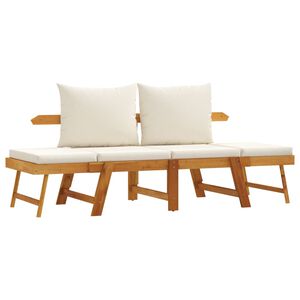 vidaXL Tuinbank met kussens 2-in-1 massief acaciahout