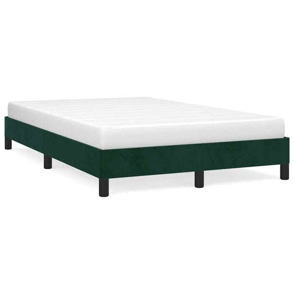 vidaXL Bedframe zonder matras 120x190 cm fluweel donkergroen