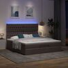 vidaXL Ottoman bed met matrassen en LED's 200x200cm stof donkerbruin