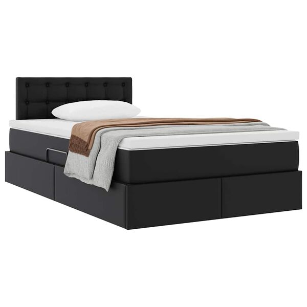 vidaXL Opslag bed met matras met matras Zwart 120 x 190 cm Nep Leer
