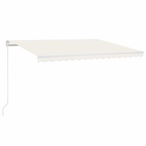 vidaXL Luifel handmatig uittrekbaar met LED 400x300 cm cr&egrave;mekleurig