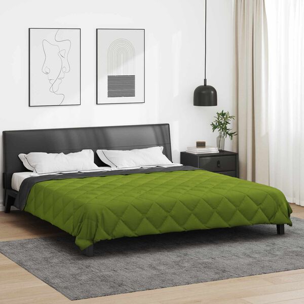 vidaXL Vol jaar dekbed Groen en Antraciet 220 x 200 cm Microfiber