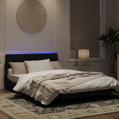 vidaXL Bedframe met LED-verlichting fluweel zwart 140x190 cm