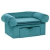 vidaXL Hondenbank met opslag Turquoise 75 x 50 x 38cm Pluche