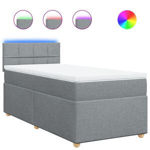 vidaXL Boxspring met matras stof lichtgrijs 80x200 cm