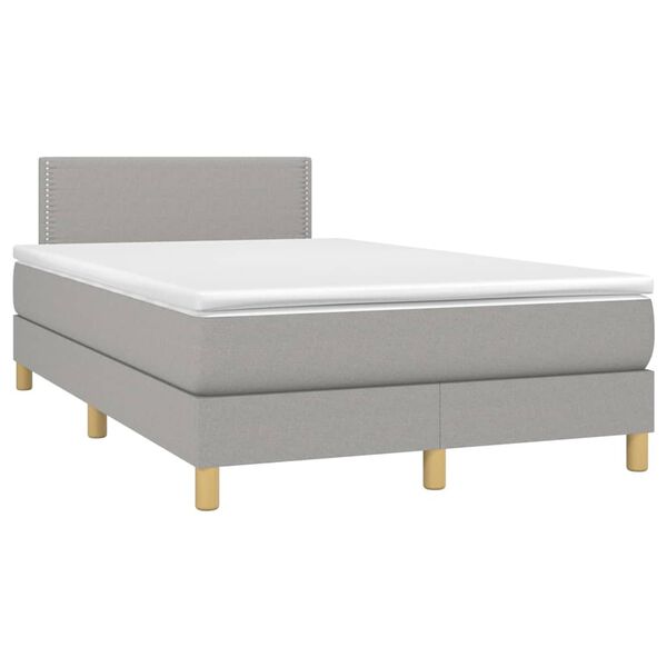 vidaXL Boxspring met matras en LED stof lichtgrijs 120x200 cm