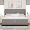 vidaXL Boxspring bed met matras met hoofdeinde Taupe 200 x 200 cm Stof